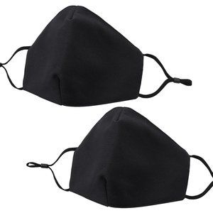 Allsense Unisex Reusable Comfortable Cotton Face Mask Black -2 Pack